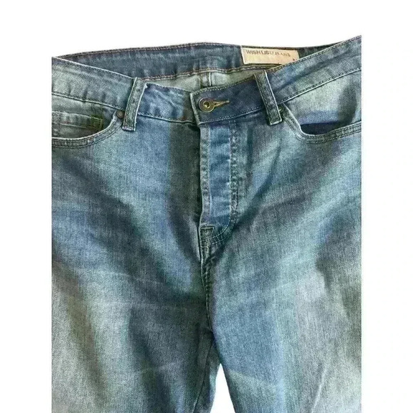 Women's Jeans Size Medium M Two‎ Toned Button Fly Straight Fray Raw Hem Wishlist - Picture 3 of 10